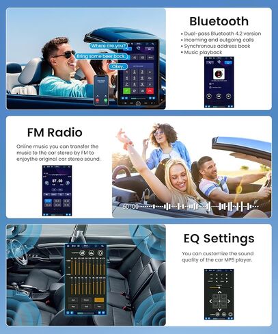 10.4 بوصة سيارة ستيريو واحدة Din لاسلكية Carplay تعمل باللمس، راديو سيارة Rimoody عمودي قابل للفصل مع بلوتوث راديو FM مرآة وصلة TF/USB/AUX مدخل مشغل وسائط السيارة + كاميرا احتياطية in Kuwait