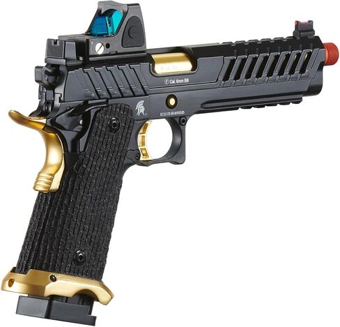 مسدس لانسر التكتيكي Knightshade Hi-Capa Gas Blowback Airsoft مع رؤية منعكسة بنقطة حمراء (أسود/ذهبي) in Kuwait