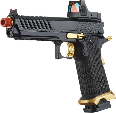 مسدس لانسر التكتيكي Knightshade Hi-Capa Gas Blowback Airsoft مع رؤية منعكسة بنقطة حمراء (أسود/ذهبي) in Kuwait