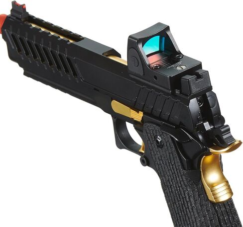 مسدس لانسر التكتيكي Knightshade Hi-Capa Gas Blowback Airsoft مع رؤية منعكسة بنقطة حمراء (أسود/ذهبي) in Kuwait