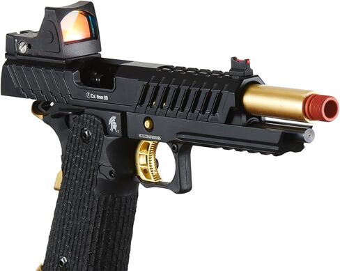 مسدس لانسر التكتيكي Knightshade Hi-Capa Gas Blowback Airsoft مع رؤية منعكسة بنقطة حمراء (أسود/ذهبي) in Kuwait