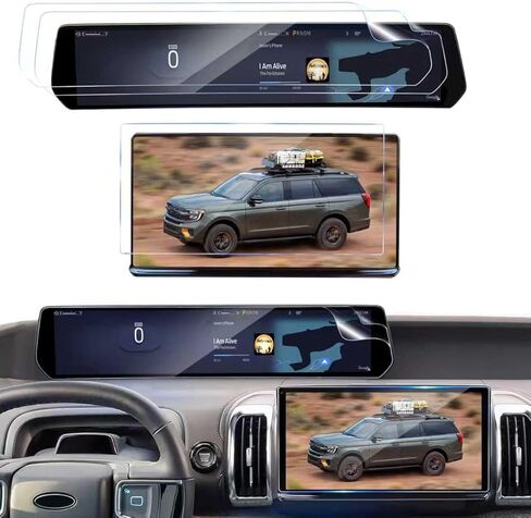 (3 قطع لـ 2025 2026 Ford Expedition Max واقي شاشة 13.2 بوصة شاشة مركزية [زجاج مقسى * 1] + شاشة عرض لوحة الأدوات 24 بوصة [بلاستيك * 2] لملحقات Ford Expedition 2025 2026 in Kuwait