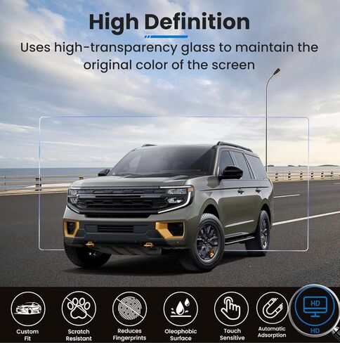 (3 قطع لـ 2025 2026 Ford Expedition Max واقي شاشة 13.2 بوصة شاشة مركزية [زجاج مقسى * 1] + شاشة عرض لوحة الأدوات 24 بوصة [بلاستيك * 2] لملحقات Ford Expedition 2025 2026 in Kuwait