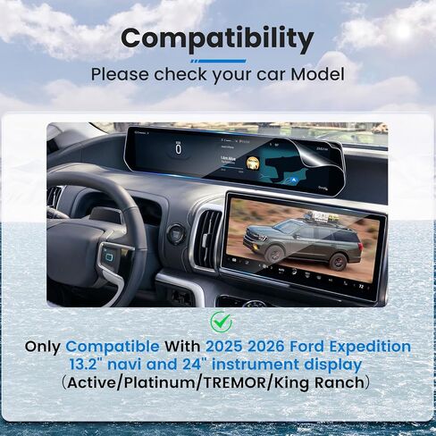 (3 قطع لـ 2025 2026 Ford Expedition Max واقي شاشة 13.2 بوصة شاشة مركزية [زجاج مقسى * 1] + شاشة عرض لوحة الأدوات 24 بوصة [بلاستيك * 2] لملحقات Ford Expedition 2025 2026 in Kuwait