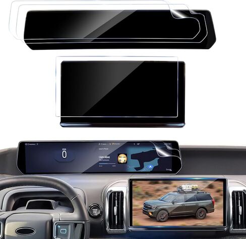 (3 قطع لـ 2025 2026 Ford Expedition Max واقي شاشة 13.2 بوصة شاشة مركزية [زجاج مقسى * 1] + شاشة عرض لوحة الأدوات 24 بوصة [بلاستيك * 2] لملحقات Ford Expedition 2025 2026 in Kuwait