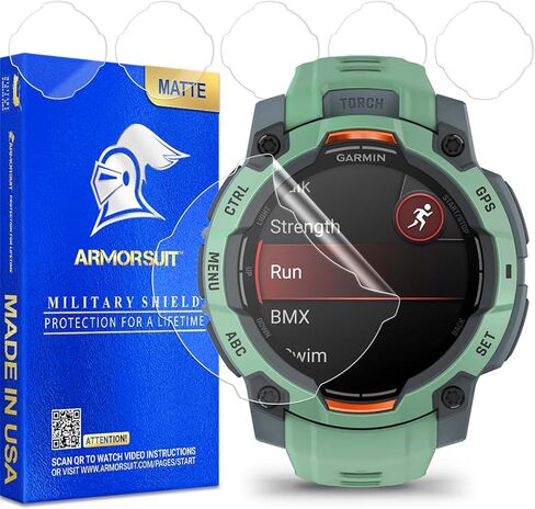 ArmorSuit 6 Pack for Garmin Instinct 3 45mm AMOLED/Solar Anti-Glare Screen Protector MilitaryShield Matte Film - Made in USA in Saudi Arabia