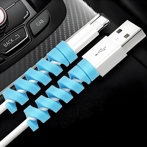 24 PCS Charger Cable Protector,Silicone Flexible Cable Saver,Spiral USB Mouse Wire Protector for Headphone Laptop Earphone Cell Phone Wrap Accessories in Saudi Arabia