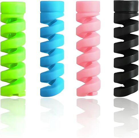 24 PCS Charger Cable Protector,Silicone Flexible Cable Saver,Spiral USB Mouse Wire Protector for Headphone Laptop Earphone Cell Phone Wrap Accessories in Saudi Arabia