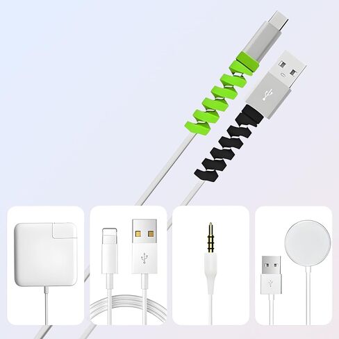 24 PCS Charger Cable Protector,Silicone Flexible Cable Saver,Spiral USB Mouse Wire Protector for Headphone Laptop Earphone Cell Phone Wrap Accessories in Saudi Arabia