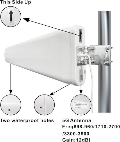 Boobrie 12DBi Yagi Directional Antenna 4G LTE/5G Outdoor Antenna 698-3800MHz Wideband High Gain Antennas N Female Connector Universal Fixed Mount Outdoor for Signal Boost in Saudi Arabia