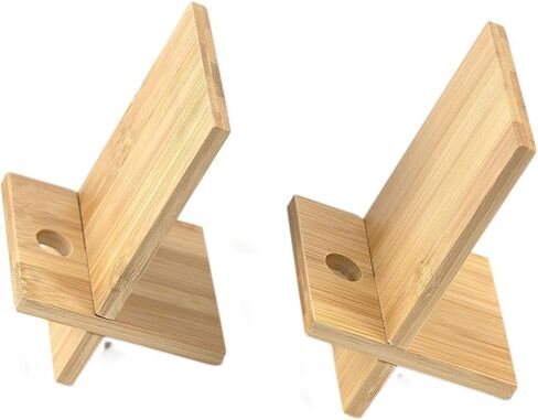 2Pcs Bamboo Cell Phone Stand with Charging Hole, Detachable Wood Mobile Phone Holder, Portable Phone Table Stand Desk Organizer for All Smartphone in Saudi Arabia
