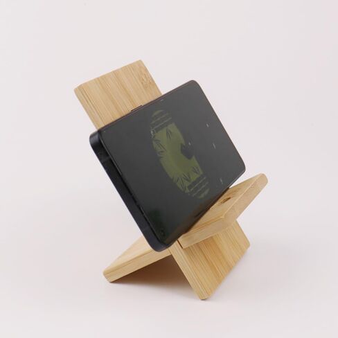 2Pcs Bamboo Cell Phone Stand with Charging Hole, Detachable Wood Mobile Phone Holder, Portable Phone Table Stand Desk Organizer for All Smartphone in Saudi Arabia