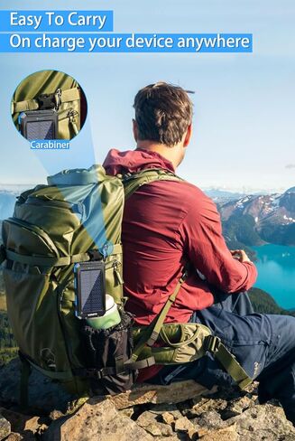 بنك الطاقة لشاحن الطاقة الشمسية من WONGKUO - شاحن هاتف بالطاقة الشمسية بقدرة 36800 مللي أمبير في الساعة، شاحن سريع QC3.0 مع مصباح يدوي LED، بنك طاقة محمول مقاوم للماء IP65 للأنشطة الخارجية (أزرق) in Kuwait