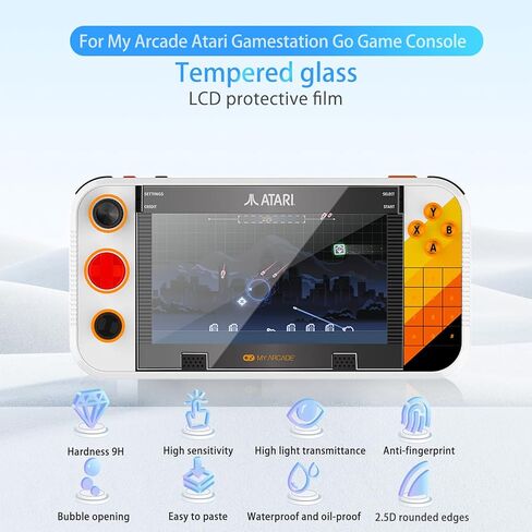 واقي شاشة لجهاز My Arcade Atari Gamestation Go، زجاج مقسى عالي الدقة، صلابة 9 ساعات، خدش، مضاد لبصمات الأصابع، واقي فيلم زجاجي مقوى لجهاز Atari Gamestation Go [عبوة من قطعتين] in Saudi Arabia