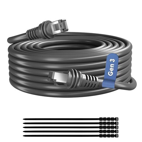 كابل Adoreen مقاوم للماء Starlink Gen 3 بطول 25 قدمًا للإصدار القياسي V3 والميني، 26AWG FTP RJ45 كابل تمديد بديل لشبكة إيثرنت، LLDPE، مقاوم للأشعة فوق البنفسجية لطبق الأقمار الصناعية المستطيل في الهواء الطلق - رمادي + ربطات عنق in Kuwait