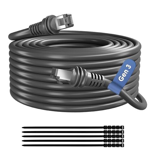 كابل Adoreen مقاوم للماء Starlink Gen 3 بطول 25 قدمًا للإصدار القياسي V3 والميني، 26AWG FTP RJ45 كابل تمديد بديل لشبكة إيثرنت، LLDPE، مقاوم للأشعة فوق البنفسجية لطبق الأقمار الصناعية المستطيل في الهواء الطلق - رمادي + ربطات عنق in Kuwait
