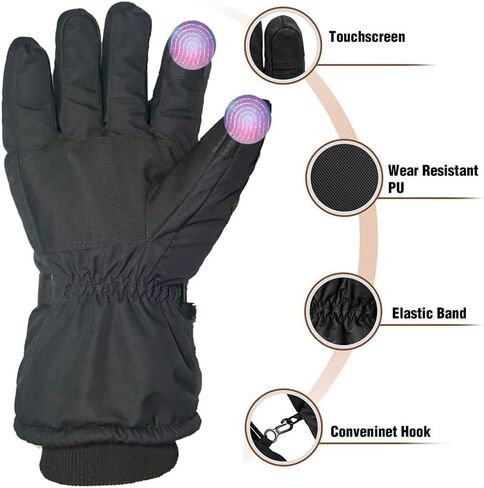 Popdan 5V 5000mAh Rechargeable Heated Gloves for Men Women Electric Heating Glove PU Waterproof & Touchscreen Ideal for Winter Outdoor Motorcycling, Skiing, Snowboarding, Fishing, Biking in Saudi Arabia