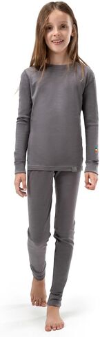 100% Merino Wool Girls Base Layer Set Midweight Thermal Underwear Top Bottom Fleece Lined Thick Warm Skiing in Saudi Arabia