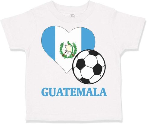 Toddler T-Shirt Heart Flag Soccer Ball Guatemalan Soccer Guatemala Football Cotton Guatemalan Soccer Boy & Girl Clothes Soccer Ball Baby Funny Tee A White Design Only 18 Months in Saudi Arabia