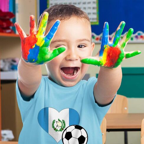 Toddler T-Shirt Heart Flag Soccer Ball Guatemalan Soccer Guatemala Football Cotton Guatemalan Soccer Boy & Girl Clothes Soccer Ball Baby Funny Tee A White Design Only 18 Months in Saudi Arabia