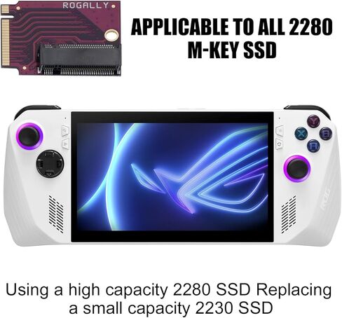 for Rog Ally Handheld 2230 to 2280 SSD Expansion Adapter Board,NVMe M-Key NGFF M.2 PCIe 4.0 Adapter 90 Degree,Handheld Computer Internal Component Converter Purple in Saudi Arabia