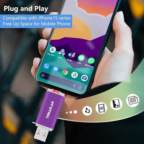 THKAILAR 32GB USB C Flash Drive 5 Pack، 2 في 1 ثنائي USB-A & Type-C محرك أقراص الإبهام USB 3.0، محرك أقراص فلاش عالي السرعة USB C لأجهزة iPhone 15/16، Android، Mac، PC، PS4، التوصيل والتشغيل، تصميم متين وصغير الحجم in Kuwait
