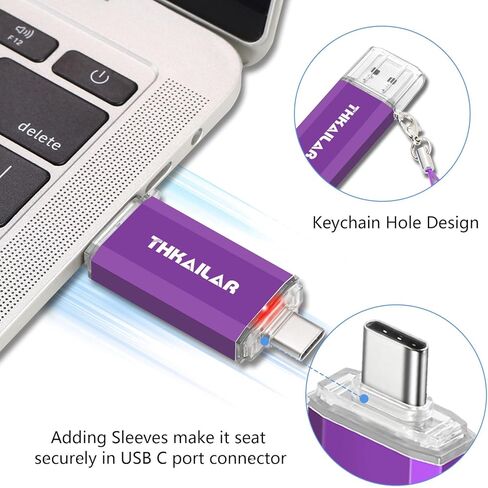 THKAILAR 32GB USB C Flash Drive 5 Pack، 2 في 1 ثنائي USB-A & Type-C محرك أقراص الإبهام USB 3.0، محرك أقراص فلاش عالي السرعة USB C لأجهزة iPhone 15/16، Android، Mac، PC، PS4، التوصيل والتشغيل، تصميم متين وصغير الحجم in Kuwait