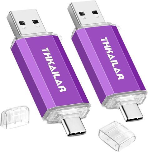 THKAILAR 32GB USB C Flash Drive 5 Pack، 2 في 1 ثنائي USB-A & Type-C محرك أقراص الإبهام USB 3.0، محرك أقراص فلاش عالي السرعة USB C لأجهزة iPhone 15/16، Android، Mac، PC، PS4، التوصيل والتشغيل، تصميم متين وصغير الحجم in Kuwait