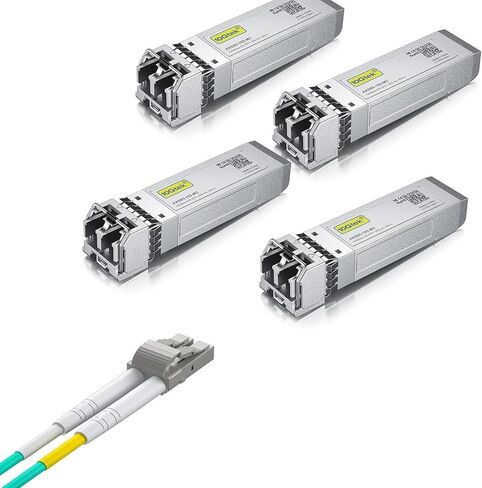 4 Pack of 10GBase-SR SFP+ Transceiver, Compatible with Ubiquiti UniFi UF-MM-10G and 1 Pack of 1M Fiber Patch Cable in Saudi Arabia