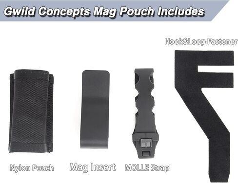 Pistol Mag Pouch, 45-Degree Angled, MOLLE Magazine Pouch Holder, with Mag Insert, 9mm Glock Single Magazine Holster, 1 PC, Black in Saudi Arabia