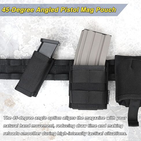 Pistol Mag Pouch, 45-Degree Angled, MOLLE Magazine Pouch Holder, with Mag Insert, 9mm Glock Single Magazine Holster, 1 PC, Black in Saudi Arabia