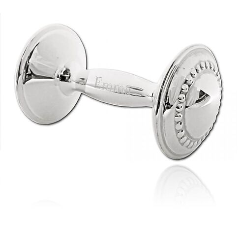 CUNILL Sterling Silver Baby Rattle, Personalized Silver Rattle, Bead Style Barbell Rattle, Custom Engraved Baby Rattle in Kuwait