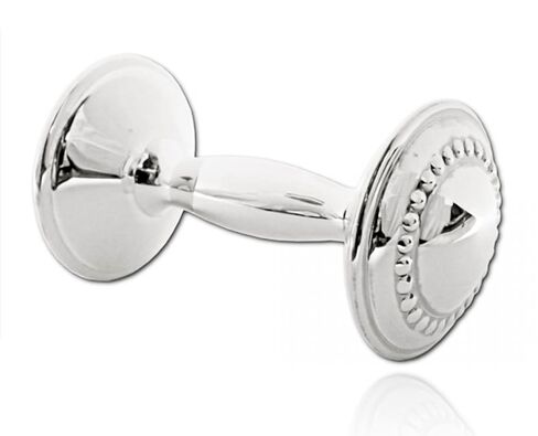 CUNILL Sterling Silver Baby Rattle, Personalized Silver Rattle, Bead Style Barbell Rattle, Custom Engraved Baby Rattle in Kuwait