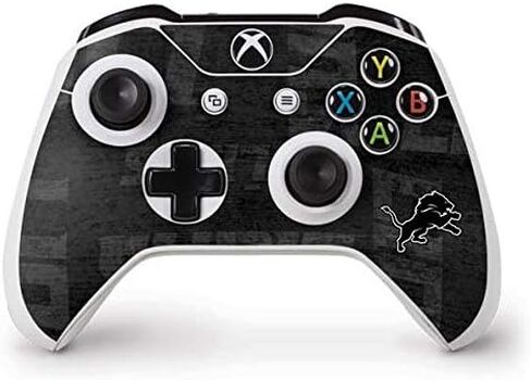 ملصق Skinit المخصص للألعاب متوافق مع وحدة تحكم Xbox One S - تصميم أبيض وأسود مرخص رسميًا من NFL Detroit Lions in Kuwait