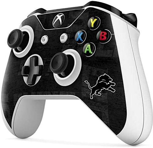 ملصق Skinit المخصص للألعاب متوافق مع وحدة تحكم Xbox One S - تصميم أبيض وأسود مرخص رسميًا من NFL Detroit Lions in Kuwait