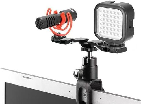 رأس كرة صغيرة مع مشبك تثبيت للشاشة، حامل محول لولبي 1/4 بوصة لشاشة LED للكمبيوتر المكتبي، ضوء فلاش، ميكروفون، كاميرا ويب، كاميرا فيديو، كاميرا ويب، فيديو محمول، ضوء سيلفي in Saudi Arabia