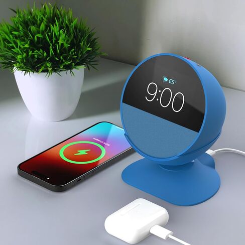 حامل شحن لـ Echo Spot مع منافذ شحن USB-C وUSB-A لأجهزة متعددة، ومحطة شحن بحامل Echo Spot للهواتف المحمولة وسماعات الأذن (أزرق) in Kuwait