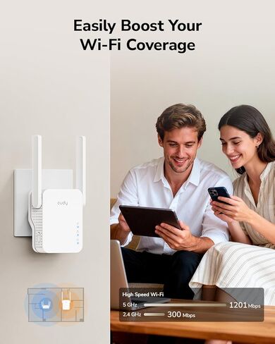 Cudy RE1500 AX1500 WiFi 6 Range Extender Dual Band 2.4G 5G Wireless Booster with Mesh Support WPS Button 10/100Mbps Ethernet Port Works with Any Router in Saudi Arabia