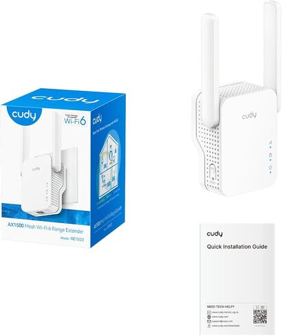 Cudy RE1500 AX1500 WiFi 6 Range Extender Dual Band 2.4G 5G Wireless Booster with Mesh Support WPS Button 10/100Mbps Ethernet Port Works with Any Router in Saudi Arabia