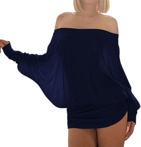 Off The Shoulder Mini Dress for Women Sheer Batwing Sleeve Dress Loose Strapless Ruched Dresses Party Club Dresses in Saudi Arabia