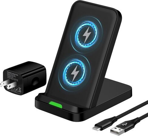 for Samsung Wireless Charger Fast Charging Stand for Galaxy S25Ultra/S24 Plus/S23FE/S22/S21/S20, Wireless Phone Charger Stand Android Desk Charging Station for Google Pixel 10 Pro/9a with 18W Adapter in Saudi Arabia