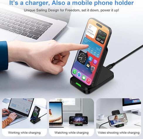 for Samsung Wireless Charger Fast Charging Stand for Galaxy S25Ultra/S24 Plus/S23FE/S22/S21/S20, Wireless Phone Charger Stand Android Desk Charging Station for Google Pixel 10 Pro/9a with 18W Adapter in Saudi Arabia