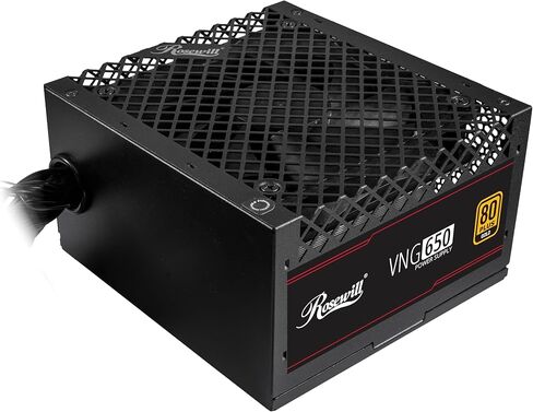 Rosewill VNG 650W 80+ معتمد من الذهب، متوافق مع ATX 3.0 و3.1، غير معياري، مصدر طاقة منخفض الضوضاء، موصل PCIe 5.1 12V-2x6 بقدرة 450 وات، مكثف كهربائي - ضمان لمدة 5 سنوات - VNG650 in Kuwait