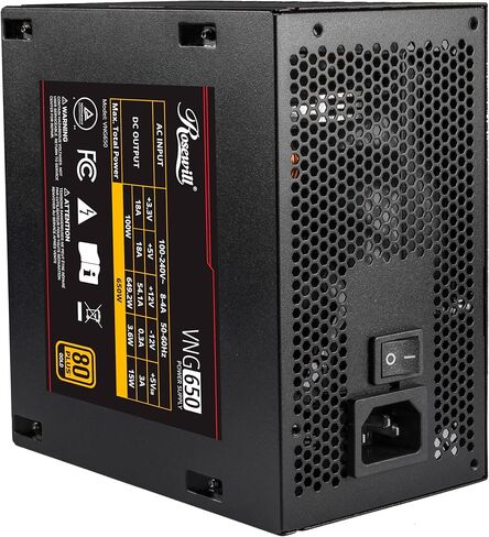 Rosewill VNG 650W 80+ Gold Certified, ATX 3.0 & 3.1 Compatible, Non-Modular, Low-Noise Power Supply, 450W PCIe 5.1 12V-2x6 Connector, Electrolytic Capacitor - 5 Year Warranty - VNG650 in Saudi Arabia