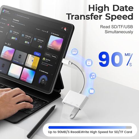 قارئ بطاقات USB من النوع C 3 في 1، محول بطاقة ذاكرة SD وMicro SD، نقل بيانات عالي السرعة، متوافق مع الكاميرا والهاتف in Kuwait