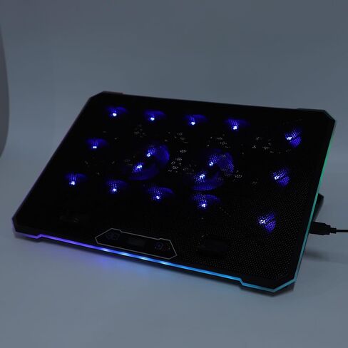 وسادة تبريد للكمبيوتر المحمول Focket، مبرد كمبيوتر محمول للألعاب RGB مع 10 مراوح توربينية 8 ارتفاعات و5 سرعات مروحة لأجهزة الكمبيوتر المحمولة من 12 إلى 19 بوصة (14 معجبًا) in Kuwait