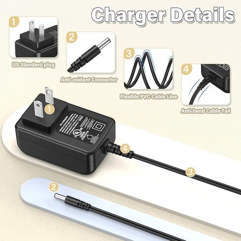 18V Speaker Charger Compatible with ECOXGEAR Defender Portable Bluetooth Speaker, Power Cord AC Adapter for ECOXGEAR GDI-EXDFNR00 GDI EXDFNR01, for TaoTronics TT-SK017U TT-SK020 2.1 Channel Soundbar in Saudi Arabia