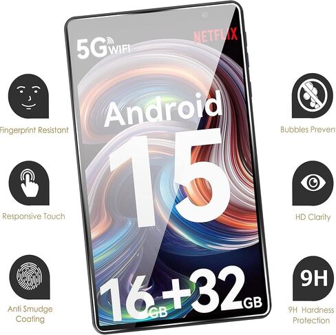 واقي شاشة مكون من قطعتين لجهاز Evermyth Android 15 Tablet مقاس 10 بوصات، زجاج مقسى بصلابة 9H لجهاز Evermyth Tablet، مضاد للخدش، خالٍ من الفقاعات، وضوح عالي الدقة in Saudi Arabia