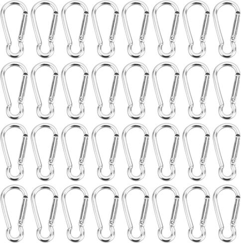 50pcs 1.9" Small Carabiner Caribeener Clips Aluminum Key Clip Keychain Spring Snap Hook Clips Bulk Pack, Silver in Saudi Arabia