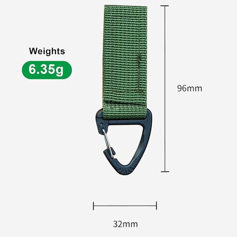 Tactical Key Ring Chain, D-Ring Snap Clip Carabiner, Multifunction Keychain Webbing Belt Holder 4PCS, Gear Hook for Hiking Camping Outdoor Sports Backpack Accessories Green in Saudi Arabia